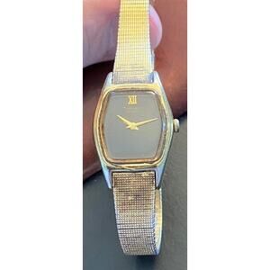 Women's Gold Tone VTG Seiko Watch, Mesh Band, Dark Face
